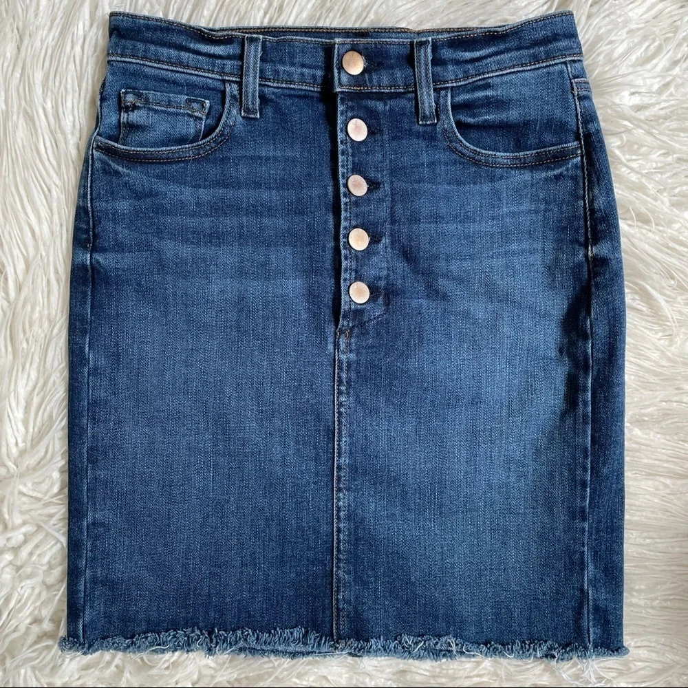 J Brand Roleen Luna Rose Blue Cutoff Denim Skirt